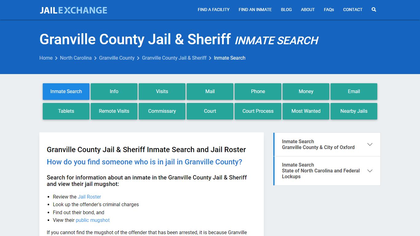 Granville County Jail & Sheriff Inmate Search - Jail Exchange
